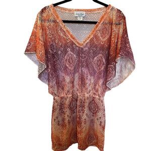 Jordan Taylor Women's Swim Cover-up Orange/Lavender/Pink size Small